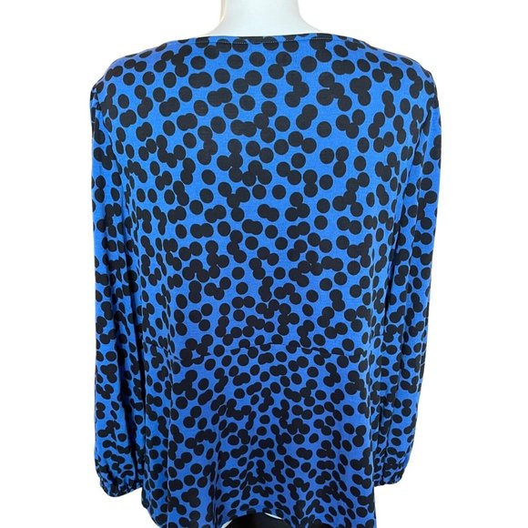 Ava & Viv Top Tunic Women's Size XXL Blue Black Circles V-Neck Ties Chest - Picture 6 of 7